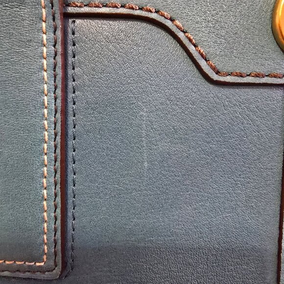 Vintage Coach Hampton Turn Lock Teal/Turquoise Leather Carry All Satchel Bag - Picture 5 of 16